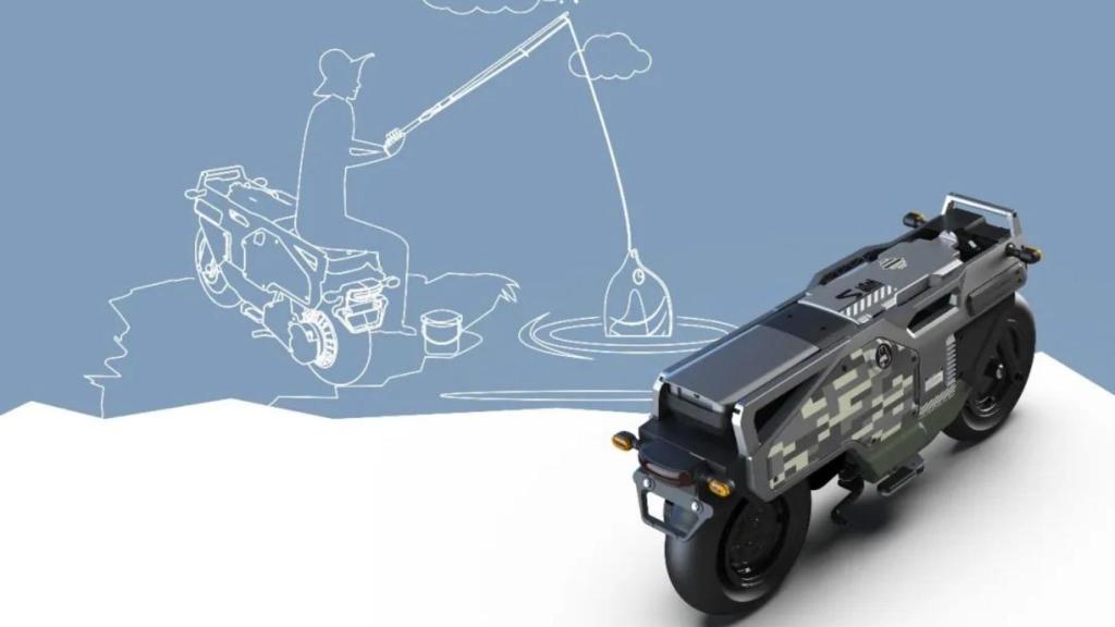 La mini moto eléctrica M-One plegada.