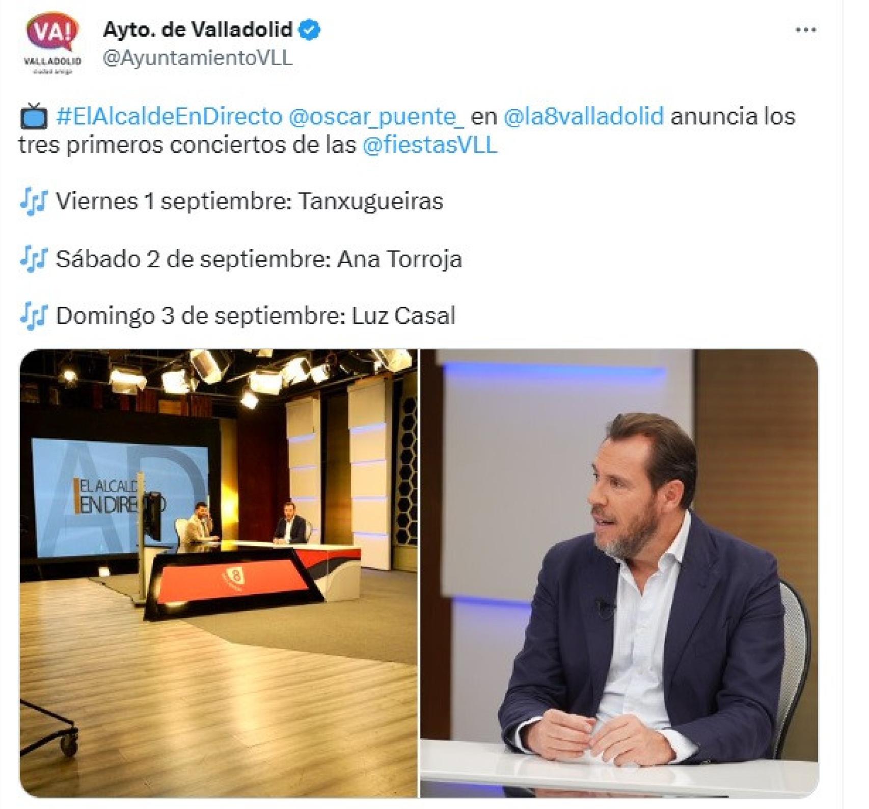 Nuevos conciertos para las Fiestas de Valladolid
