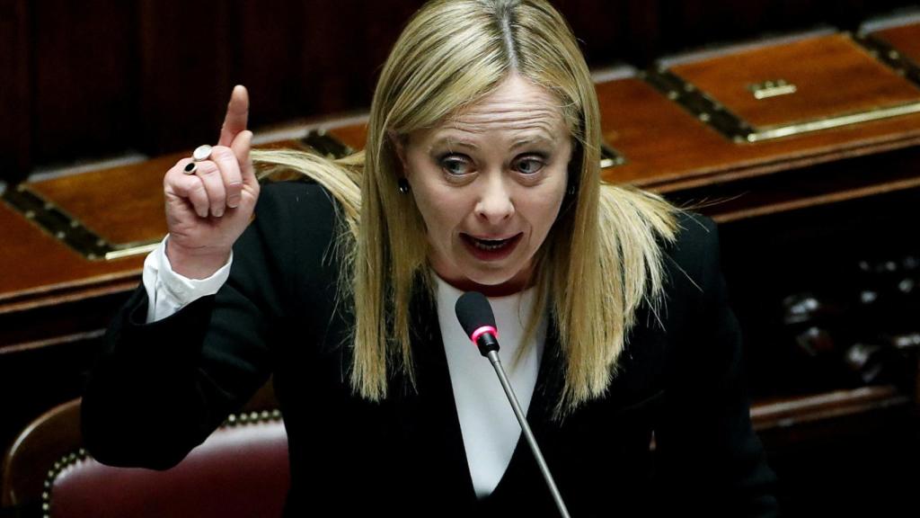 La primera ministra italiana, Giorgia Meloni, en una intervención del 15 de marzo en el Parlamento.