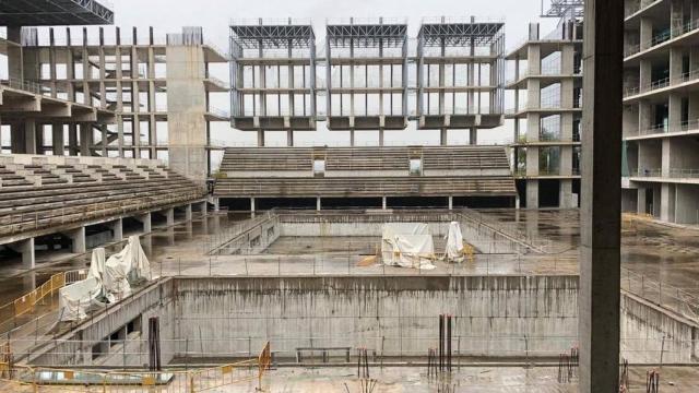 El Centro Acuático de Madrid, junto al estadio Cívitas Metropolitano.