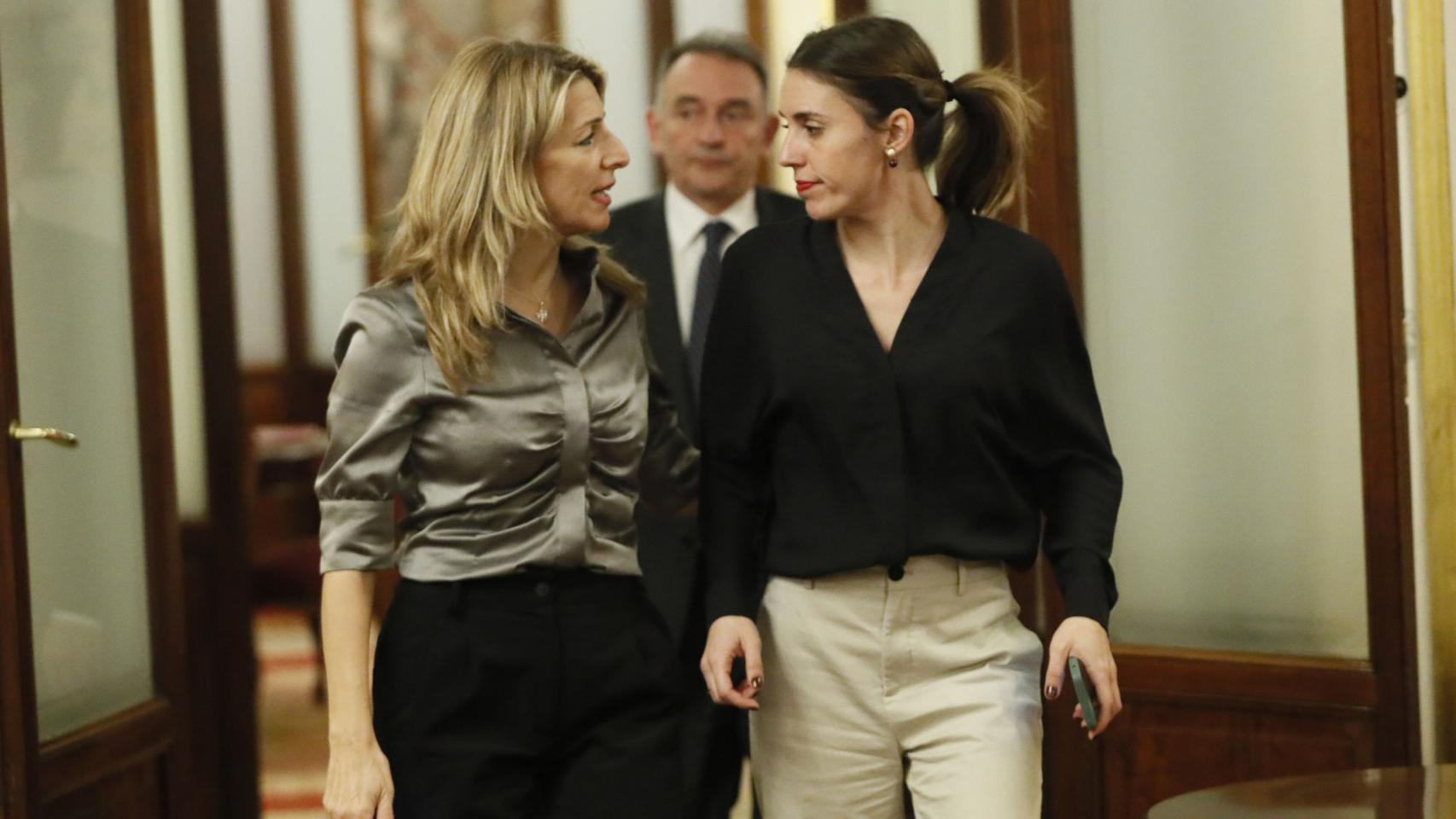 Yolanda Díaz junto a Irene Montero.