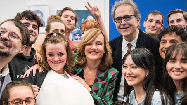 Los ministros de Educación y Universidades, Pilar Alegría y Joan Subirats, en la feria 'Aula 2023'.