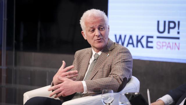 Pablo Hermoso de Mendoza, alcalde en funciones de Logroño, durante su intervención en la  mesa redonda 'Alcaldes'; en la quinta jornada del 'Wake Up, Spain!'.