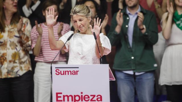La vicepresidenta segunda, Yolanda Díaz, durante el acto de presentación de Sumar.