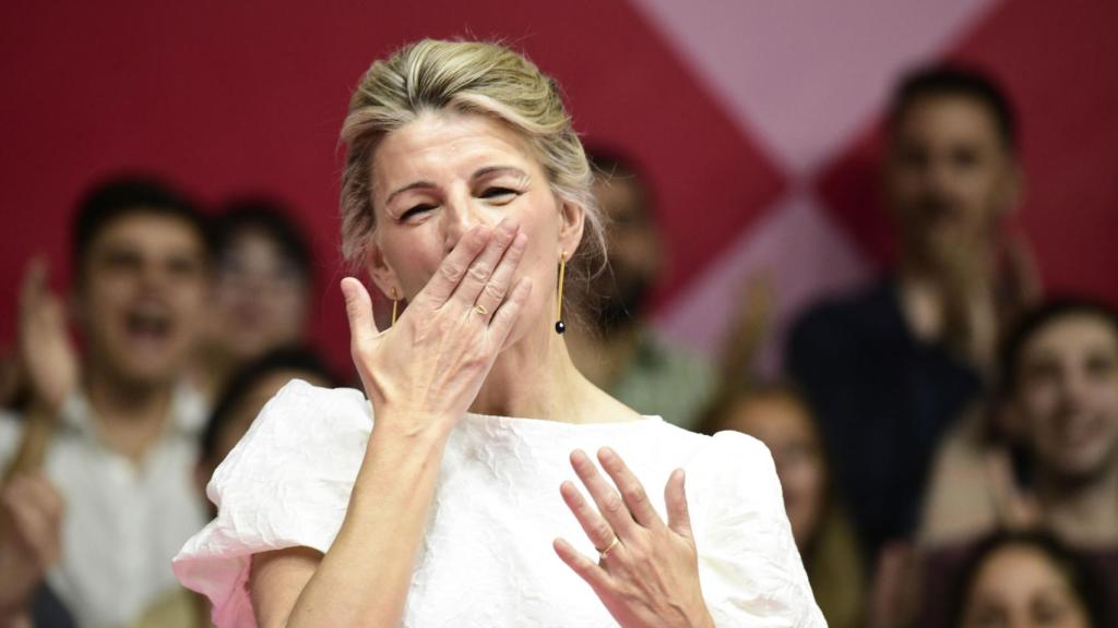Yolanda Díaz, líder de SUmar y vicepresidenta segunda del Gobierno, este domingo, en la presentación de su candidatura a la Moncloa.