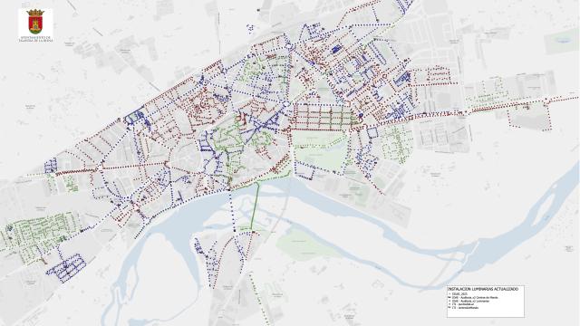 Plano de las nuevas luminarias de Talavera