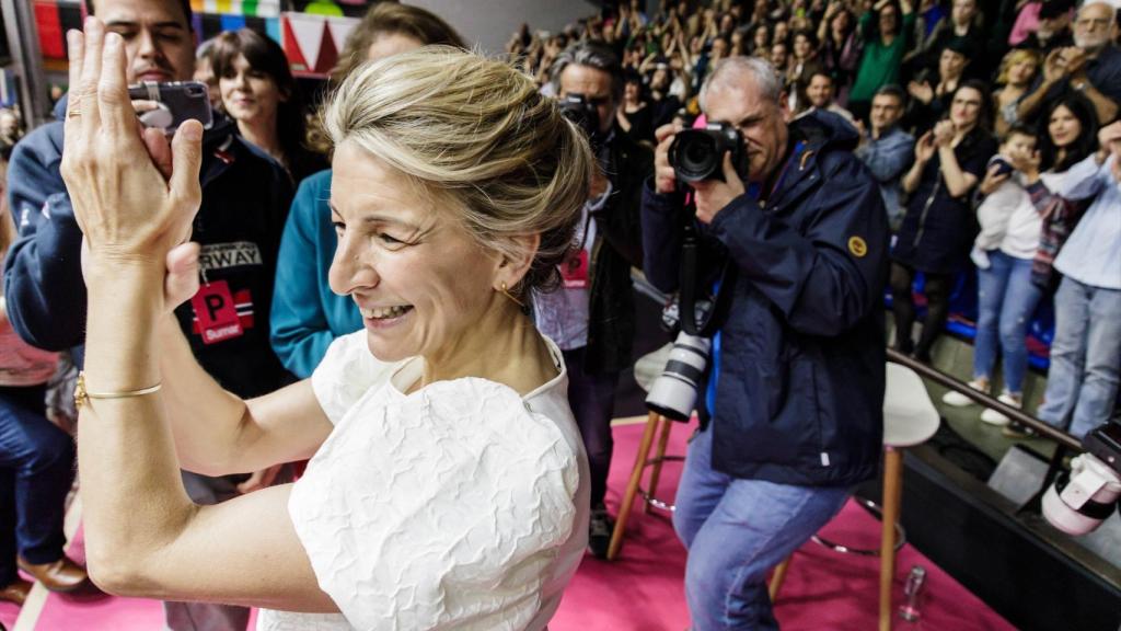 Yolanda Díaz, a la llegada al acto