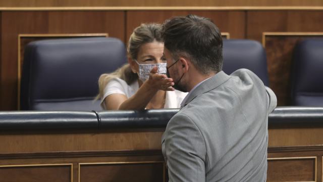Rufián y Yolanda en el Congreso, en una imagen de archivo.