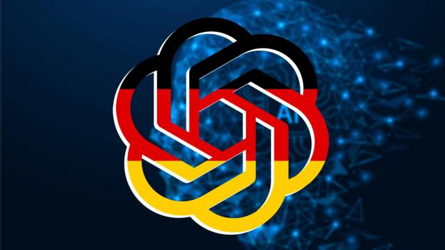 Fotomontaje con el logo de OpenAI y la bandera alemana.