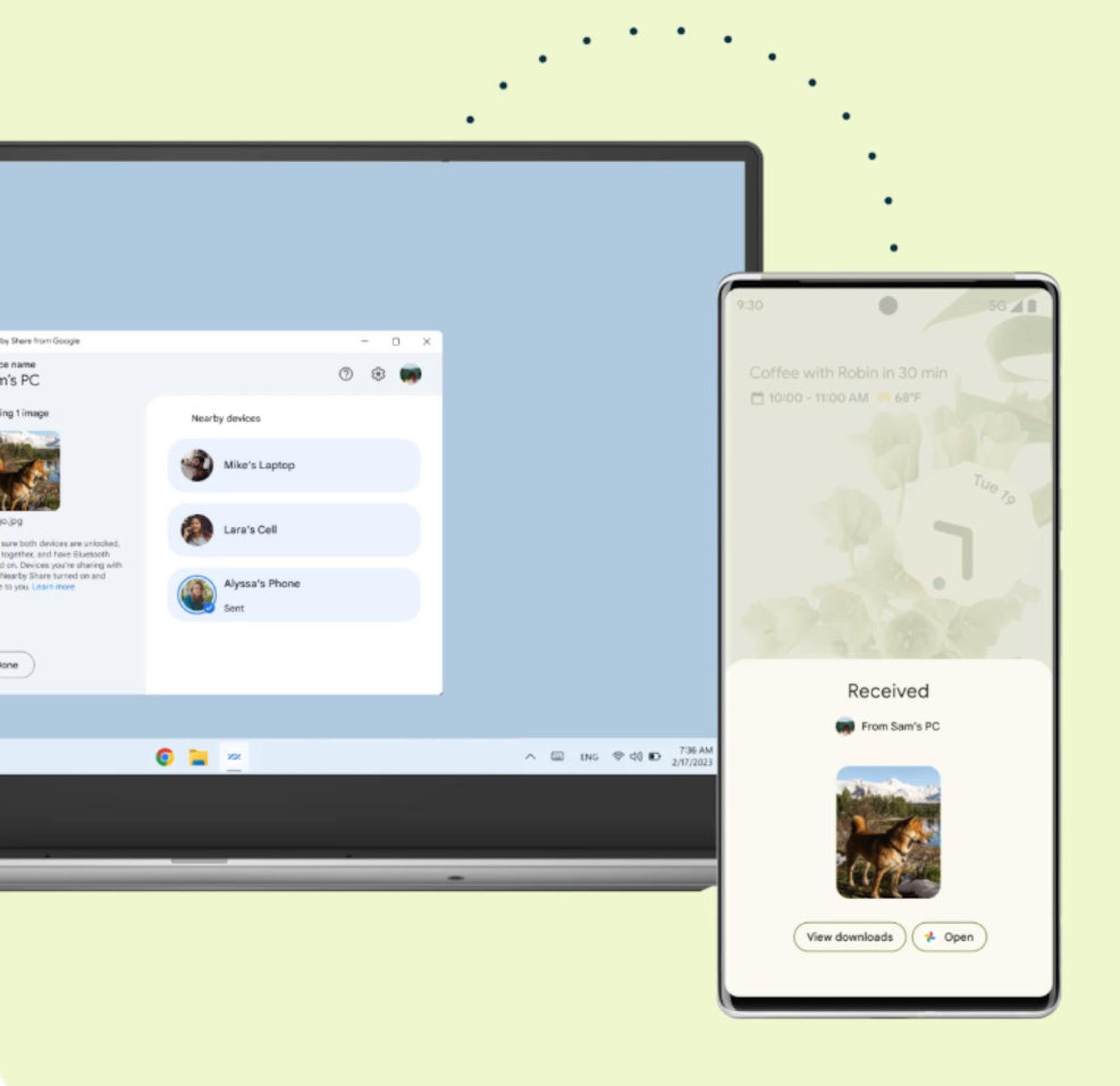 Nearby Share también nos permite pasar archivos del ordenador al móvil