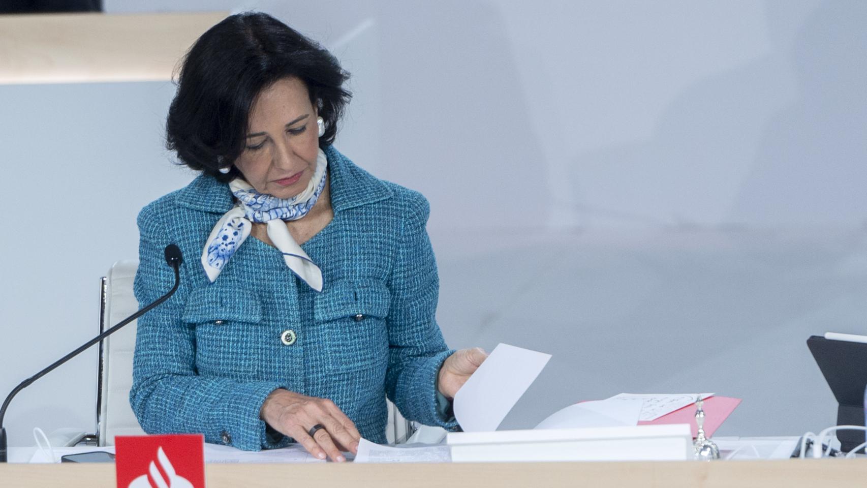 Ana Botín, presidenta de Santander, el viernes 31 de marzo en la Junta de Accionistas del banco.