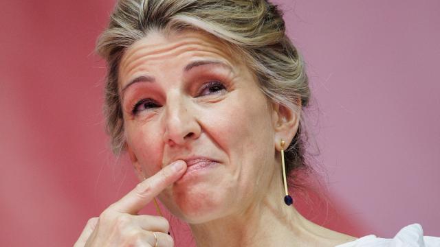 Yolanda Díaz, durante la presentación de Sumar, este domingo, en Madrid.