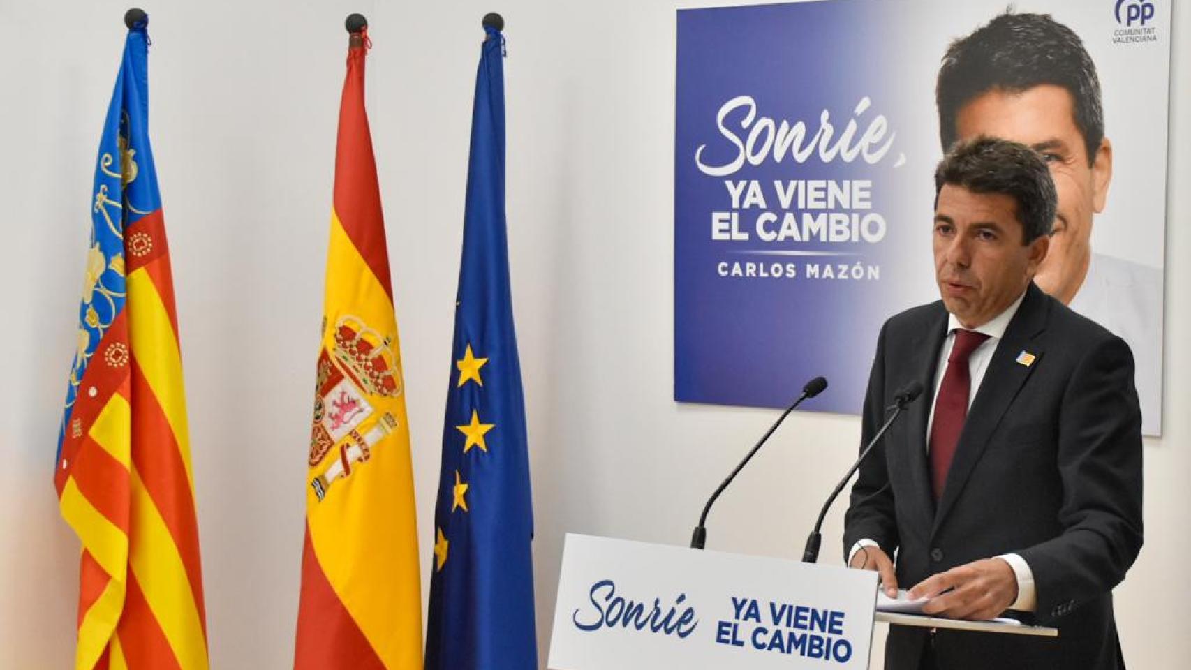 Carlos Mazón, en su comparecencia en las Cortes Valencianas.