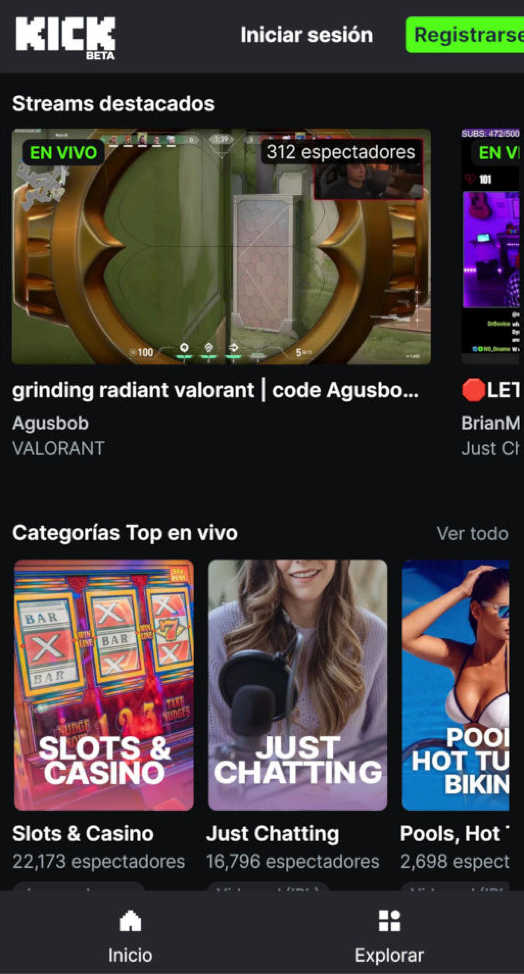 A falta de app oficial, la única manera de usar Kick en Android es en la página web