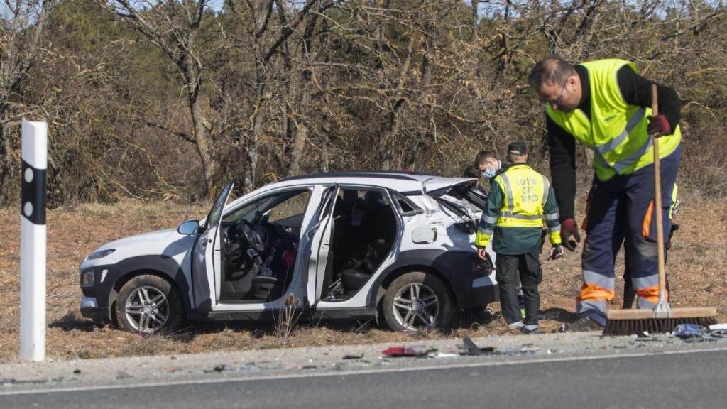 Imagen del accidente en la N-234 en Soria.