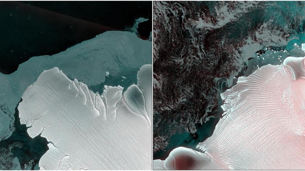 La pérdida de hielo en la plataforma de hielo de Fimbul, en la Antártida.