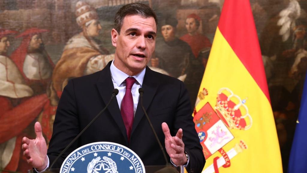 El presidente del Gobierno, Pedro Sánchez, tras la reunión con Giorgia Meloni en Roma.