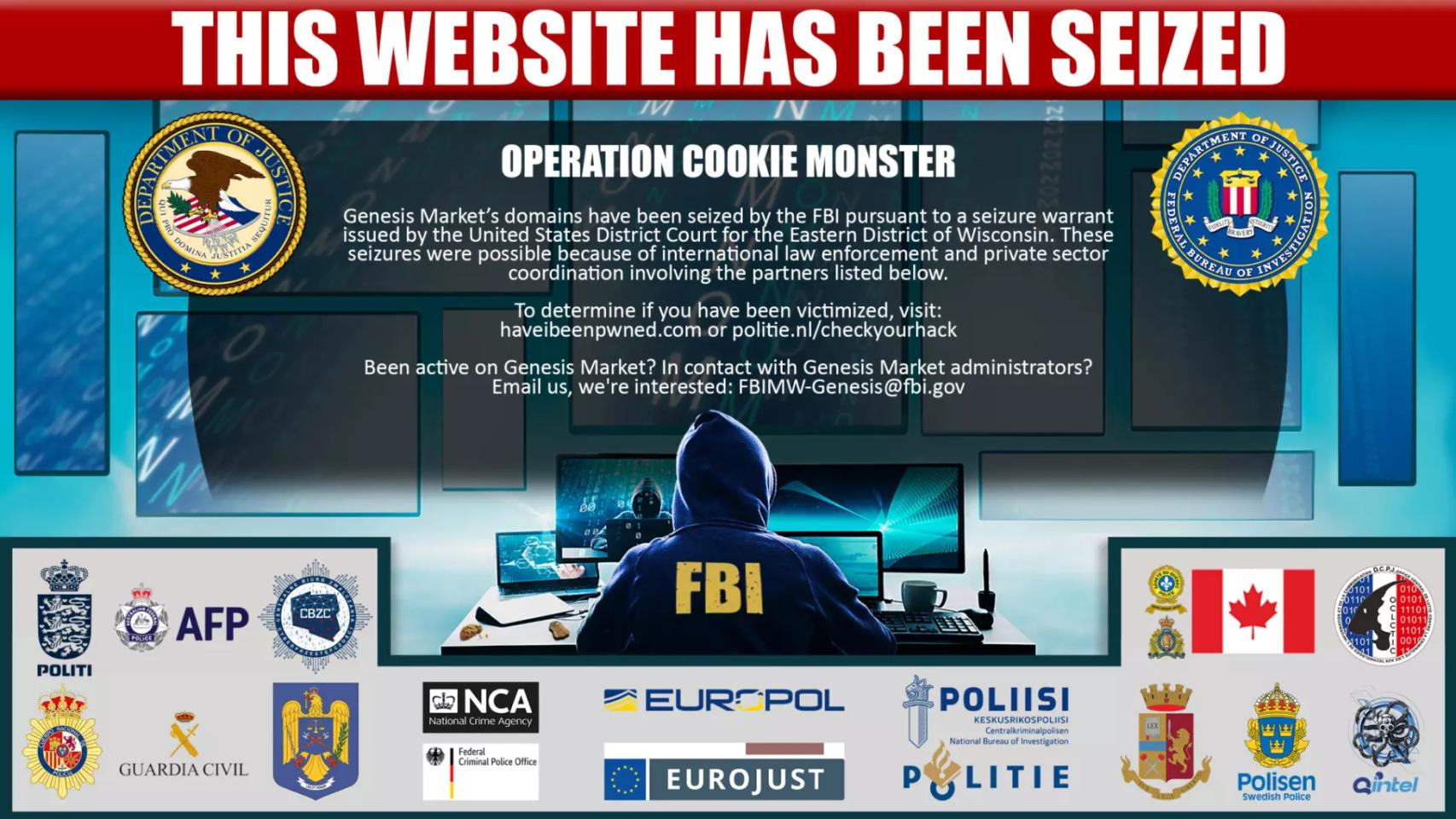 Mensaje en de la policía en Genesis Market