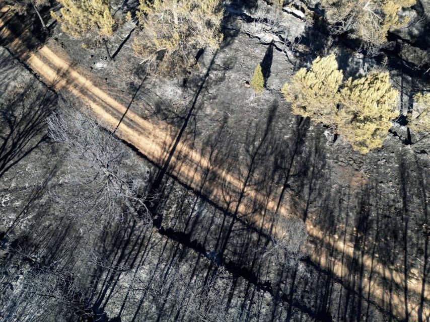 San Agustín, Teruel, después de un incendio el 26 de marzo de 2023.