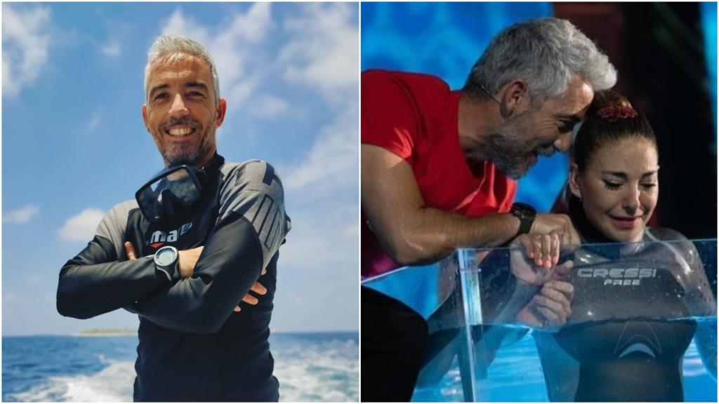 A la izquierda, Juandi Alcázar. A la derecha, él junto a Mariló Montero en El Desafío.