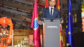 Javier Meléndez, CEO de Patatas Meléndez, en el acto de inauguración de su planta 4.0 en Medina del Campo (Valladolid).