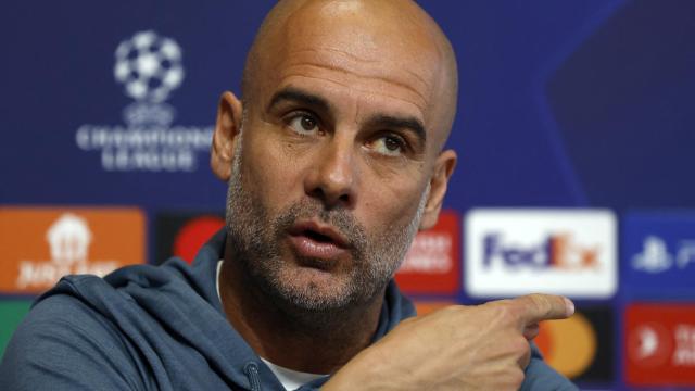 Pep Guardiola, en rueda de prensa de la Champions League con el Manchester City