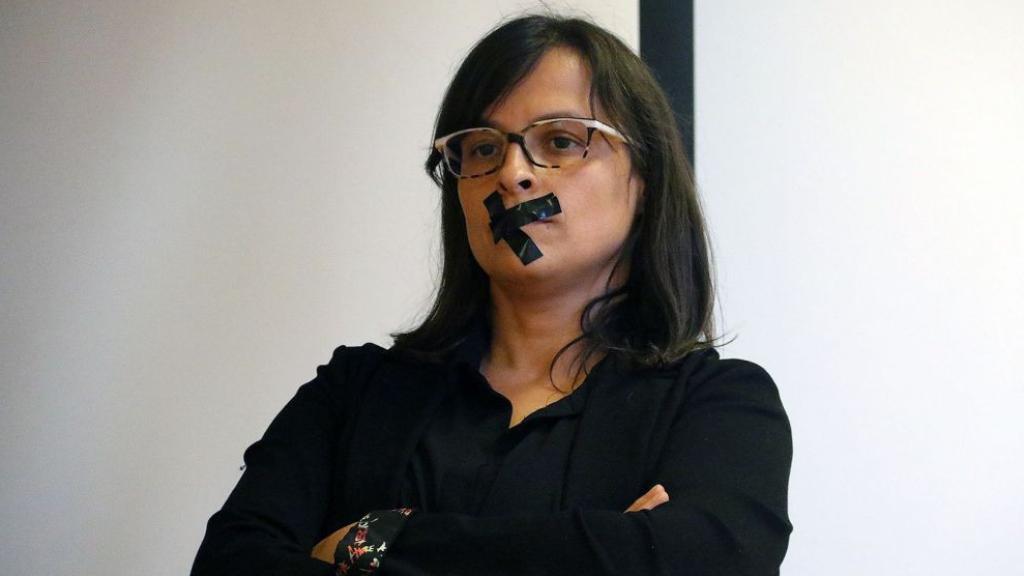 Vanessa Mendoza durante una protesta.