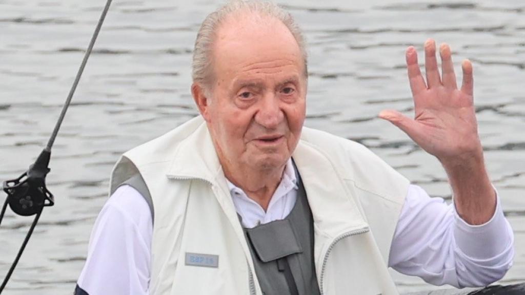 El rey Juan Carlos, durante su última visita a España, en mayo de 2022 en Sanxenxo.