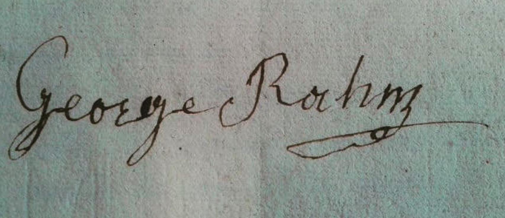 Firma del ebanista Georg Rahm Schlatter en Bilbao en 1824