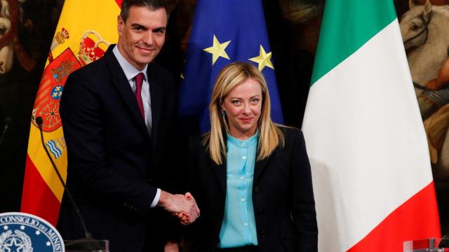 Giorgia Meloni, primera ministra de Italia, tras su reunión con el presidente, Pedro Sánchez, en Roma