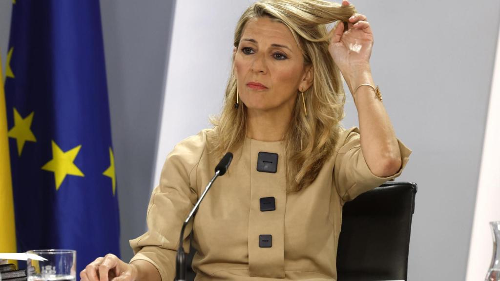 La vicepresidenta y ministra de Trabajo, Yolanda Díaz, el pasado martes ante los medios tras el Consejo de Ministros.