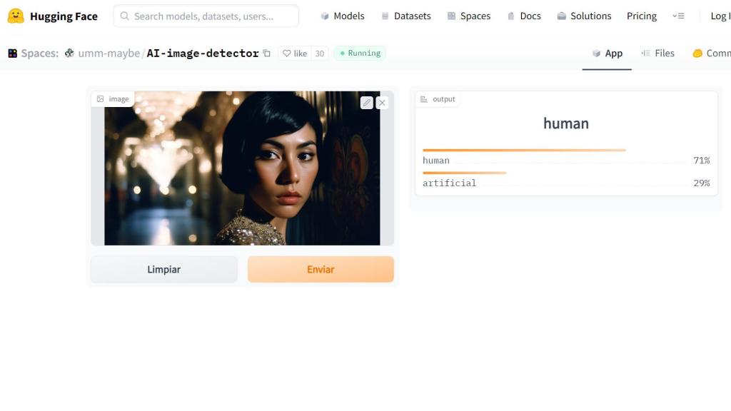 El detector de imágenes realizadas con IA de Huggin Face