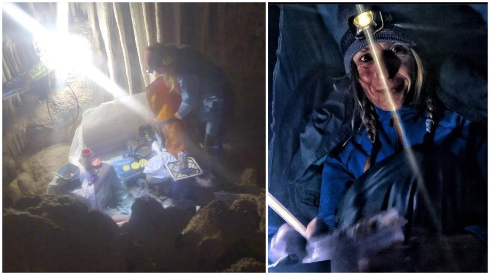 Beatriz Flamini, en el interior de la cueva en la que ha vivido en aislamiento 500 días.
