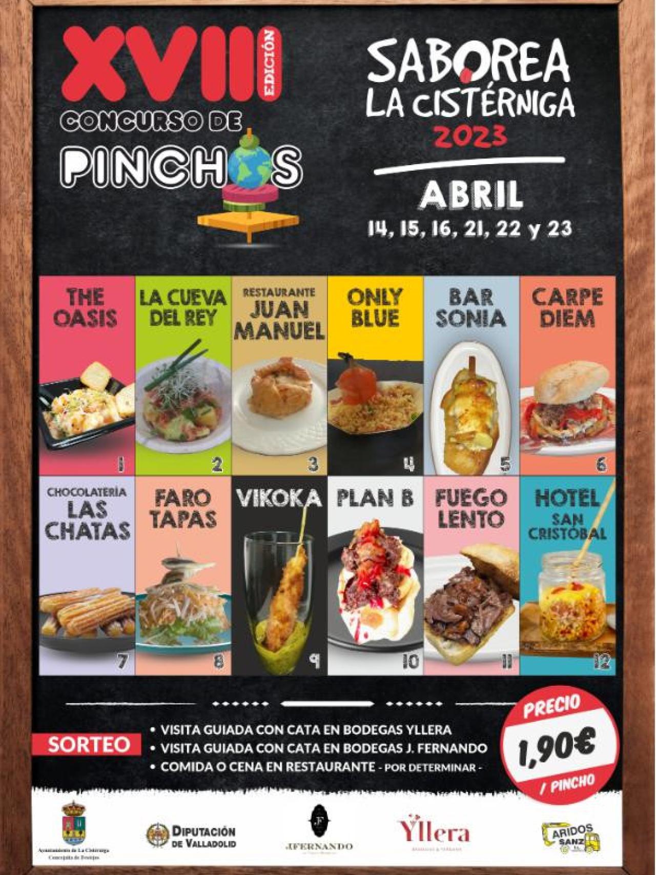 Cartel con los pinchos participantes