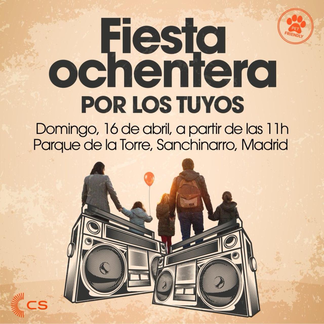 Cartel de Fiesta Ochentera organizada por Cs.
