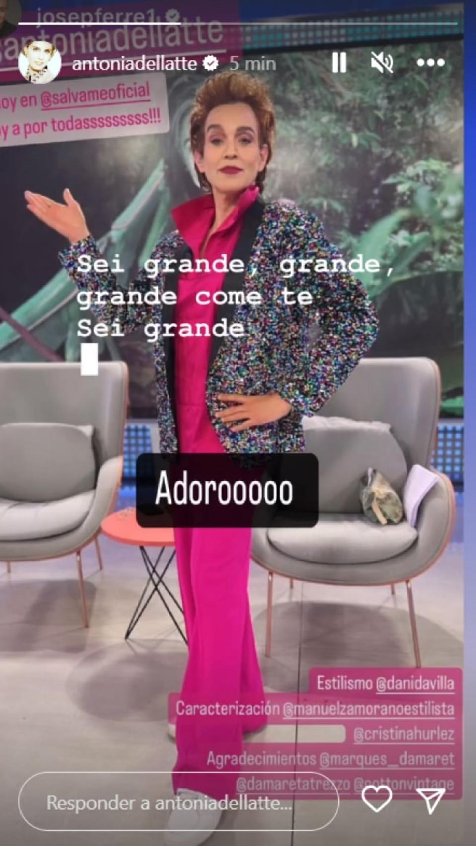 Imagen de una story de Antonia Dell'Atte en Instagram.