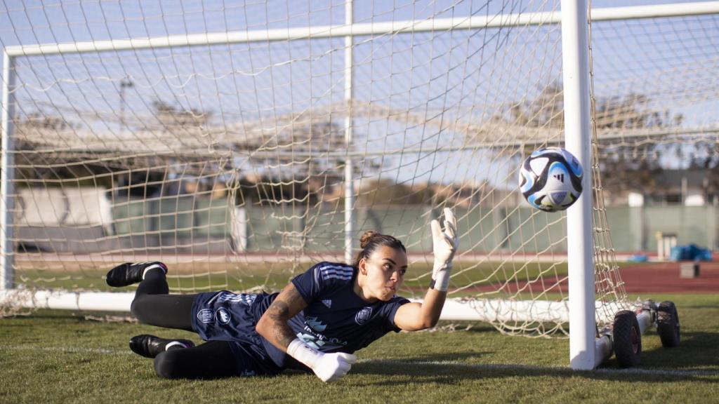 Misa Rodríguez, durante un entrenamiento de la selección española
