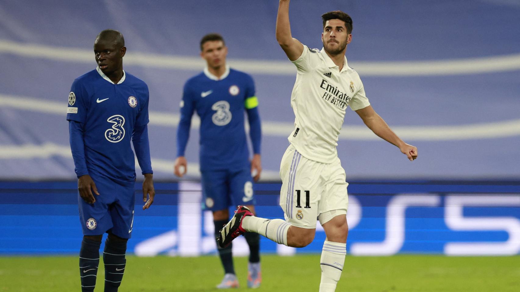 Marco Asensio celebra su gol contra el Chelsea.