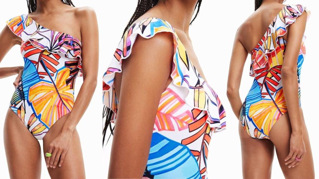 Bañador asimétrico volante de Desigual (69,95 €)