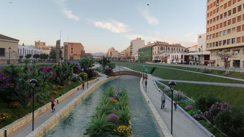 Parque fluvial en el río Guadalmedina.
