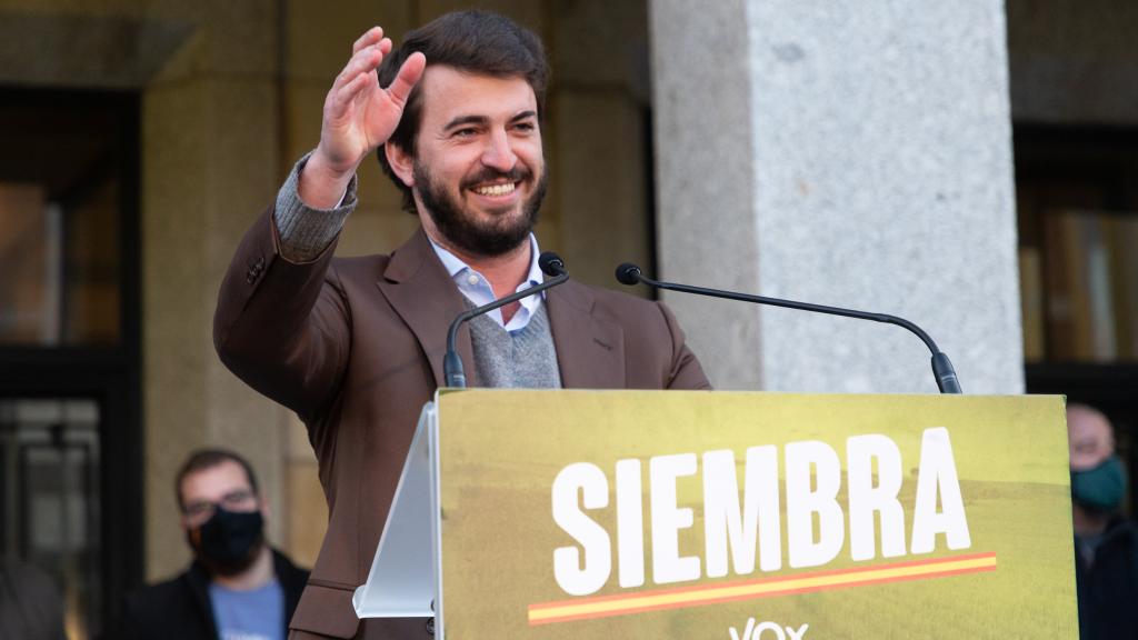 El vicepresidente de la Junta, Juan García-Gallardo, durante un mitin de Vox en la campaña de las elecciones autonómicas de febrero de 2022.