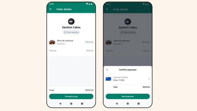 La función de pagos de WhatsApp.