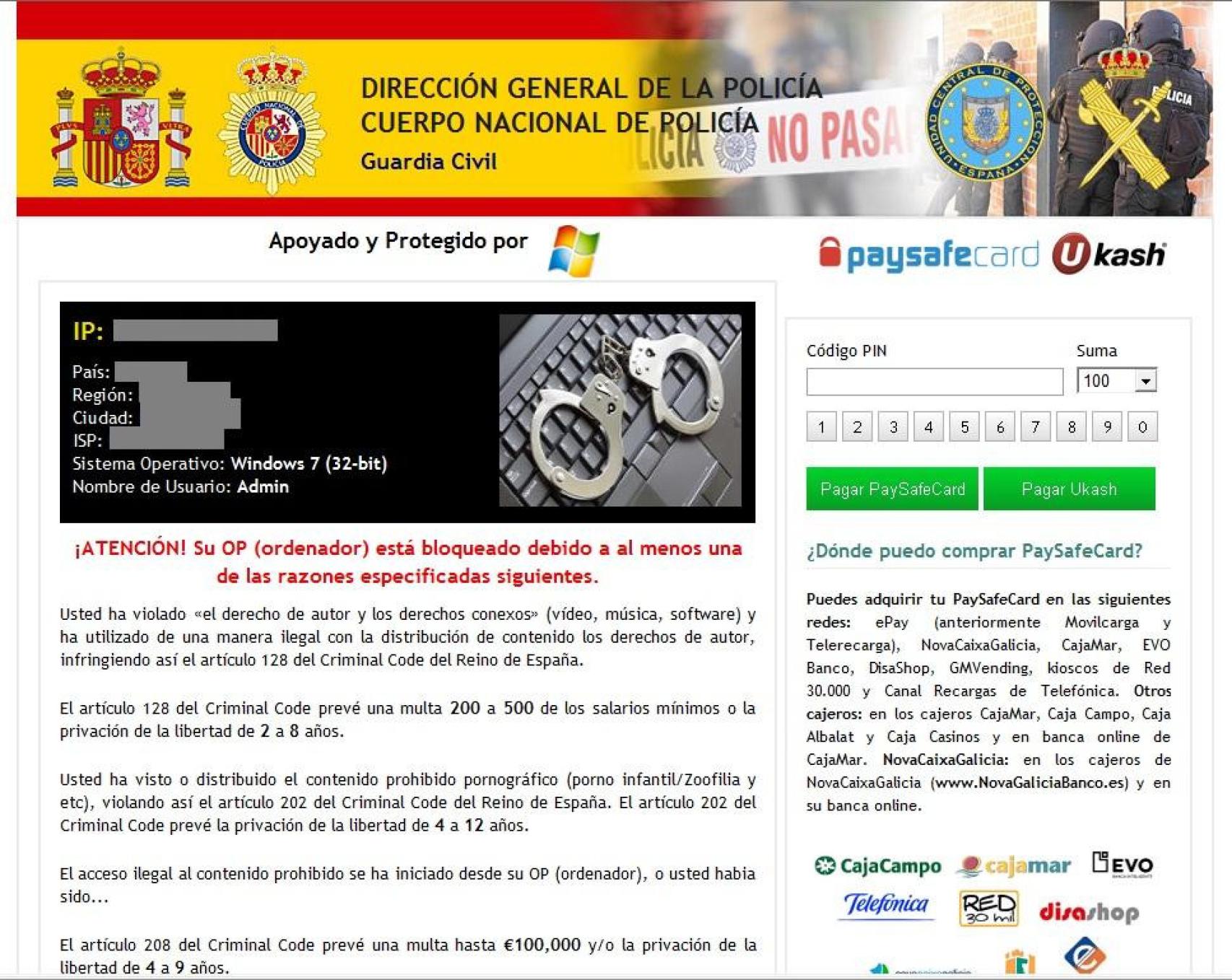 Imagen del timo de la Policía