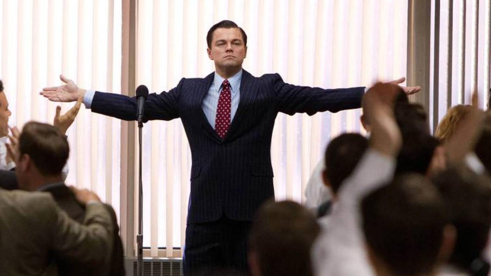 Leonardo DiCaprio en la película de 'El Lobo de Wall Street'.