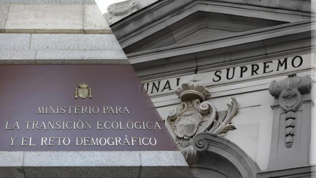 Fachadas del Ministerio para la Transición Ecológica y del Tribunal Supremo.