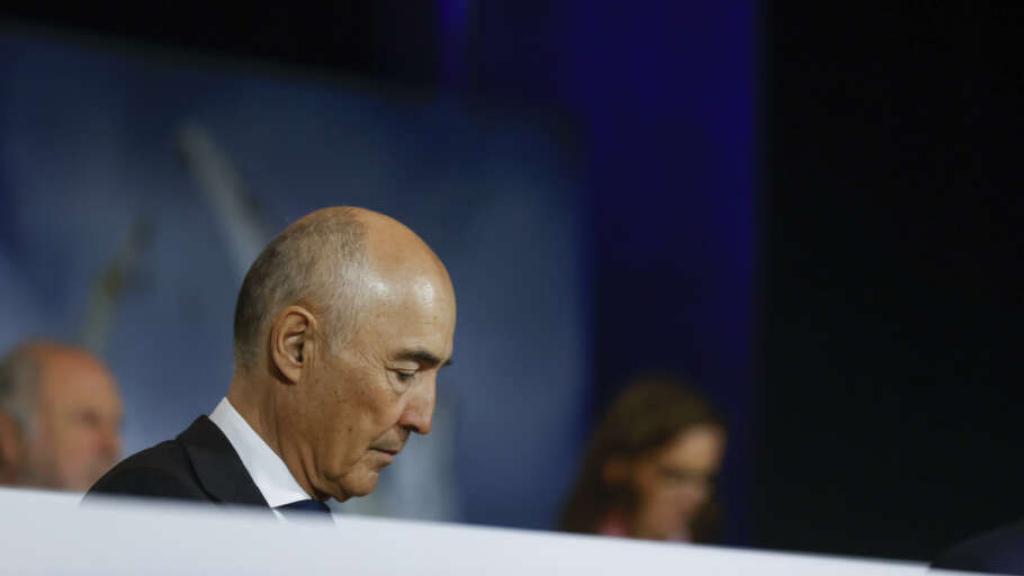 El presidente de Ferrovial, Rafael del Pino, durante la junta de este jueves.