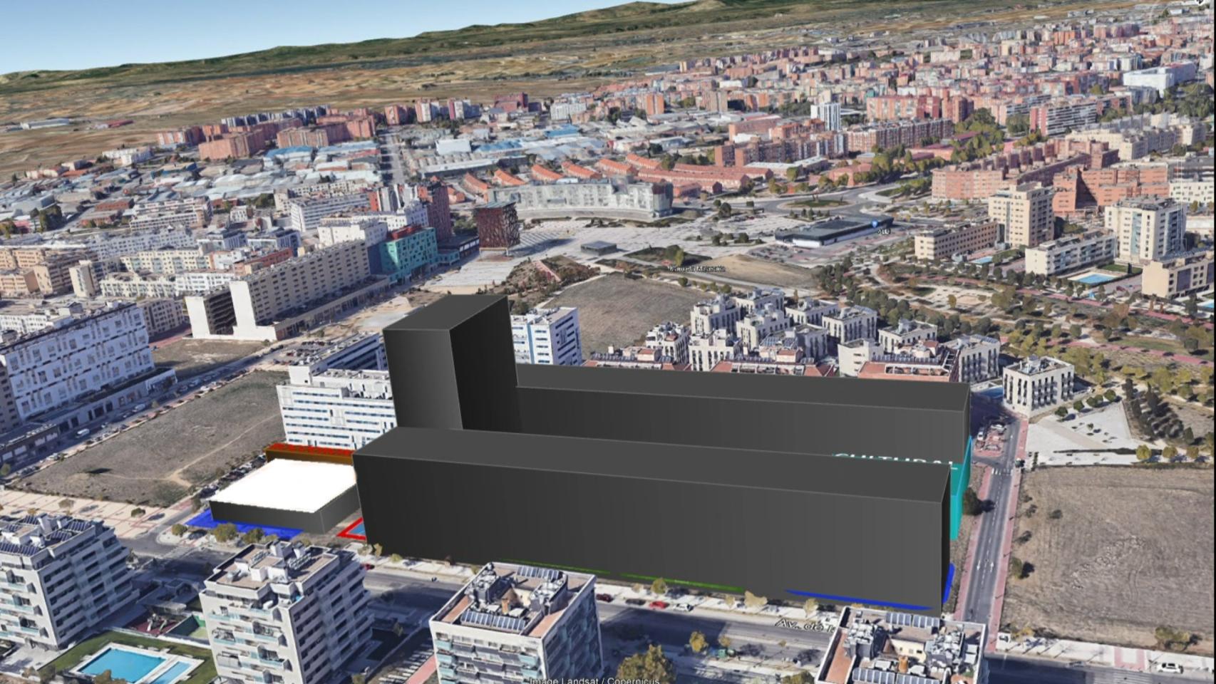 Proyección del edificio de la discordia.