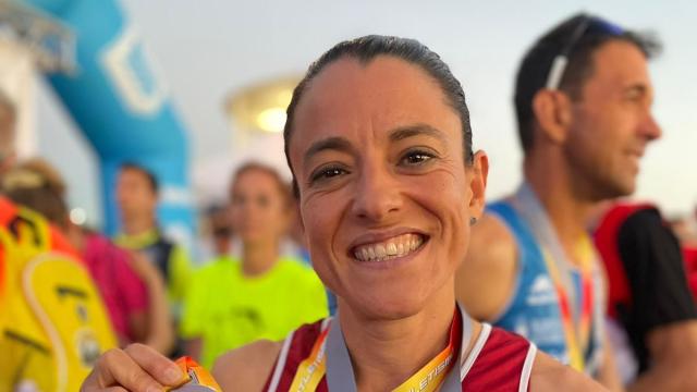 La fondista del vino Toro Caja Rural, Verónica Sánchez Romero, tras su victoria