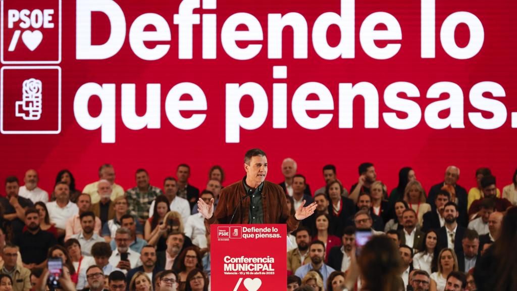 Pedro Sánchez, durante su mitin en Valencia.