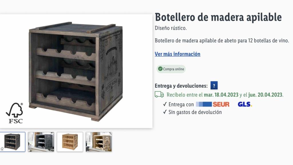 Botellero de madera.